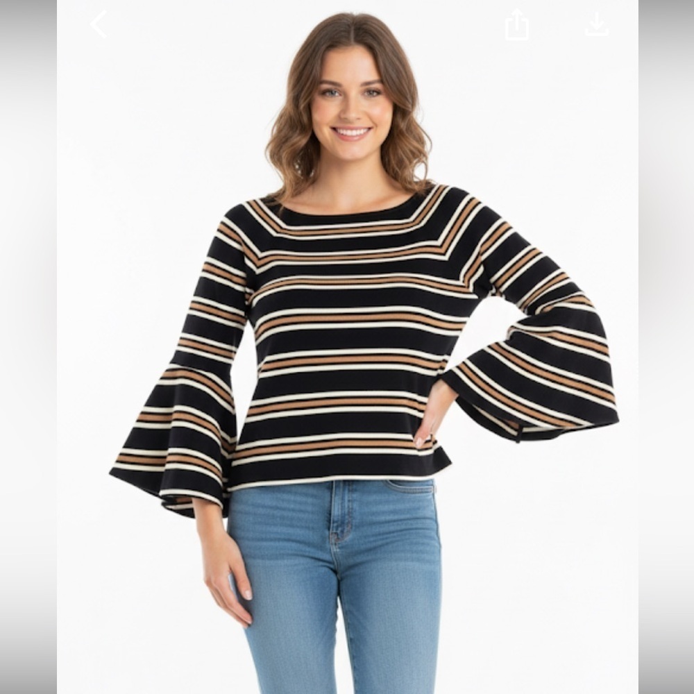 Madewell striped Metallic wide sleeve sweater size small